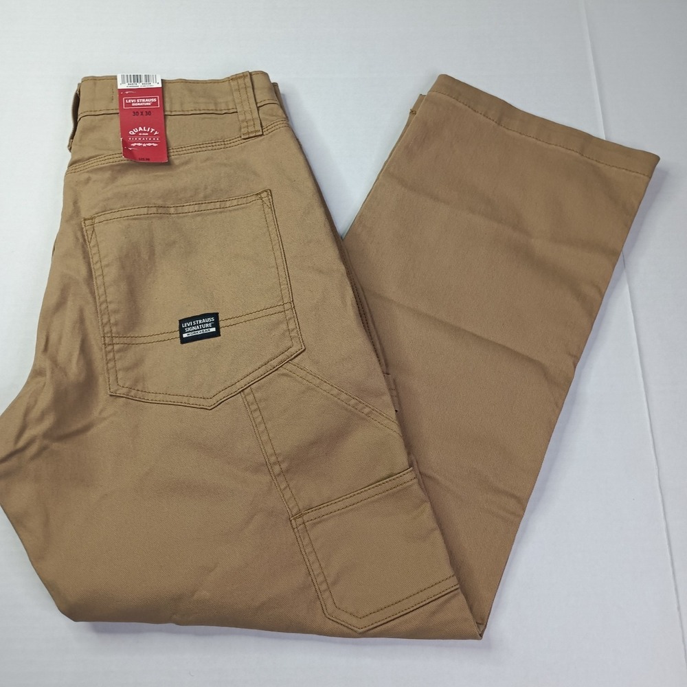 Signature By Levi Strauss & Co. Carpenter Jeans Men's Size 30x30 Khaki Cotton
